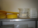 Used Yellow Lids; Used 12 Quart Clear Poly Lids; Used 2 Quart Square Containers