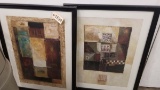 Group of 2 Framed Modern Art Prints with Glass Covers; 35x27