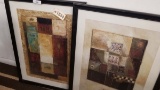 Group of 2 Framed Modern Art Prints with Glass Covers; 35x27