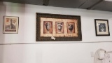 Large Framed Art on Board Decorator Wall Print of 3 Urns, 45x26; Plus 2 Small Decorative Art Pieces