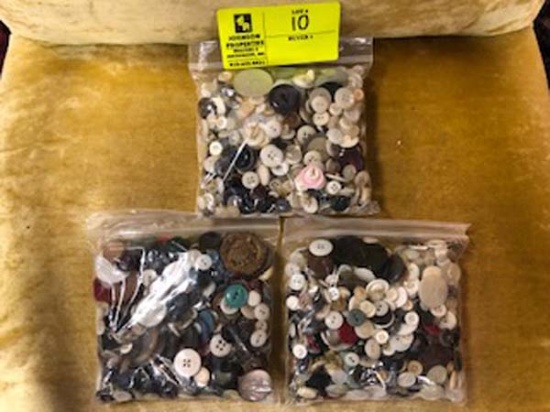 3 Bags of Vintage Buttons