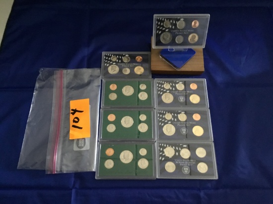 Group of 8 US Mint Proof Sets, 1994, 1996 (2), 2000, 2003, 2004, 2005, and One US Mint 50 State Quar