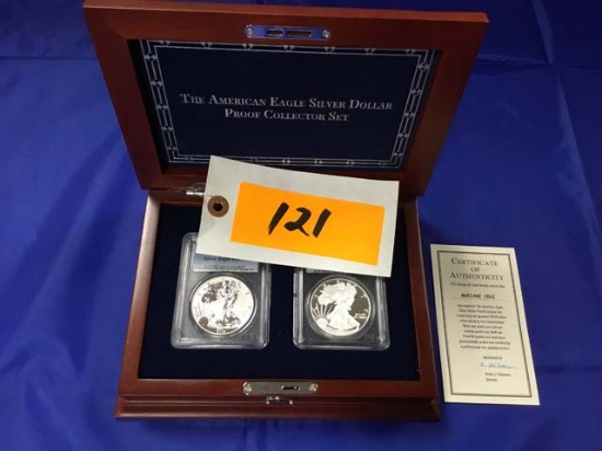 The American Eagle Silver Dollar Proof Collection Set, One Proof Coin, and One Reverse Proof Coin Si
