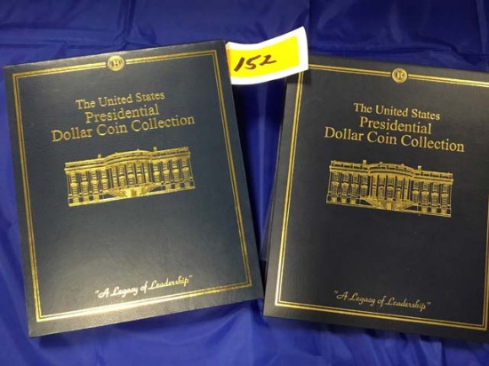 The United States Presidential Coin Collection in Two Volumes (not complete), coins attached to card