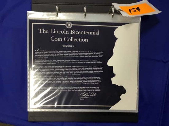 The Lincoln Bicentennial Coin Collection (not complete), coins attached to colorful cards with histo