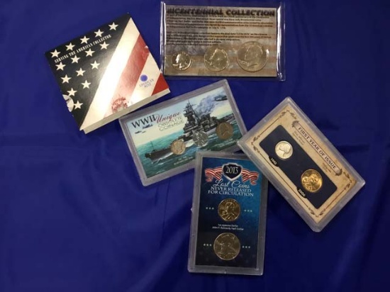 Collectors Lot: Bicentennial Collection 3 Coins 1976; WWII Obsolete Coinage 1941-1945 Silver Mercury