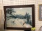 Framed Watercolor (Snow/Ski Scene) Lithograph by Jane Carlson, 32