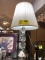 Acrylic Geo Designed Lamp with White Pleated Shade, 25