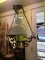 Antique Brass and White Glass Light Fixture