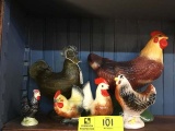 Group of Colorful Glass Chickens (various sizes/5