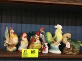Group of Colorful Glass Chickens (various sizes/5