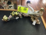 Group of Items; includes Bird Figurine, marked 