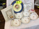 Group of Five Limoges Dishes, Minton Hand Painted Square Plate