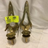 Pair of Brass Candle Wall Sconces