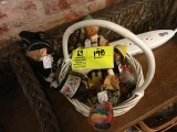 Small White Basket Filled with Miniature Dolls; includes George Washington Doll