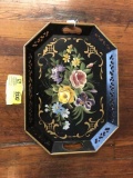 Hand Painted Floral Tole Tray, 18