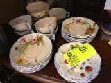 Group of Italian Made, Hand Painted China; includes 11 Saucers, 7 Tea Cups, and 4 Bread Plates