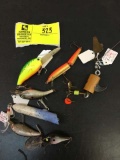 Bag Lot of Vintage Fishing Lures; different styles, shapes, colors; approx. 7 lures total