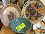 Miscellaneous Group of Kitchen Plates; includes Pie Plate, Countryside Designed Platter, Serving Dis