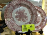 Two Spode Red and White Plates, 10.5