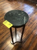 Wooden Plant Stand with Round Marble-Type Top, 27.5