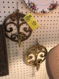Pair of Virginia Metal Crafters Round Brass Wall Sconces, 9
