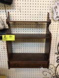 Wooden, Three Shelf/One Drawer, Curio Wall Shelf, 16