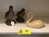 Group of Three Figurines, two are Quails (6