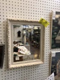 White/Cream Beveled Framed Mirror, 14