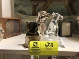 Three Variety Dog Figurines (two are glass, and one is metal/one is also a candle holder)