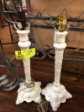 Pair of White Painted Cast Iron Lamp Bases, 21