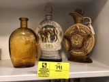 Group of Three Decanters; BPO Does, BPOE Centennial, and George Washington Bottle