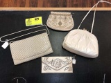 Group of Four Clutch/Purse/Wallet Items; includes Czechoslovakia Cream, Beige Beaded Purse