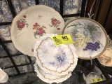 Decorator Plate Lot; includes German Plate, Rose Design; Pair of Small 8