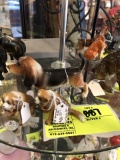 Pair of St. Bernard Glass Figurines and Bone China Bassett Hound