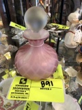 Pink Blown Glass Bottle with Stopper, 5.5