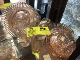 Pink Depression Glass Group; includes Glass, Goblet, Covered Butter Dish