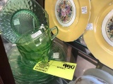 Federal Green Depression Glass; includes Cups, Four Small Plates, and Pair of Octagonal Plates
