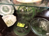 Green Glass Divided Plates (9