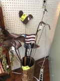 Group of Miscellaneous Decorator Items; includes Pinwheel, Yard Art, Plant Stand, Flag Stake, etc