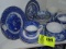 Large Group of Blue and White Asian Designed China (approx. 18 Pieces), includes Salad Plates, Cups,