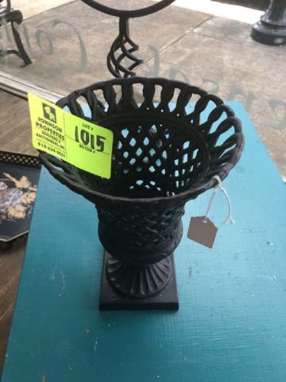 Black Iron Lattice Urn, 9.5" tall, 7" diameter