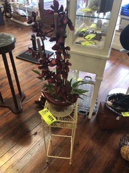 Metal Plant Stand, 21"x8"x8" and Orchid Artificial Floral Arrangement