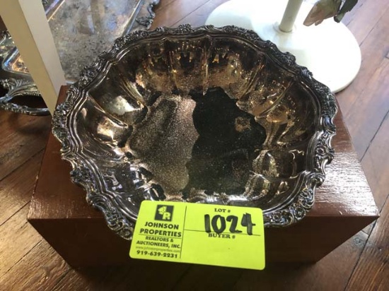 Pair  Wooden Display Cubes, 7"x7"x7" and Silver Plate Footed Bowl, Countess Pattern, 11.5" diameter