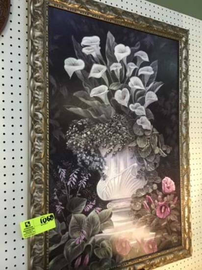 Floral Framed Art Piece "Lilies in Urn", 38"x27"