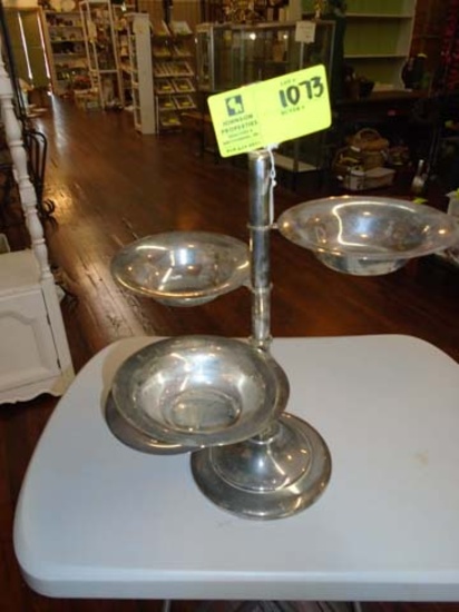 Silver Plate Four Arms with Bowls Serving Piece, 18" tall