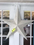 Two Decorative Metal Stars, White with Gold Specks, 34
