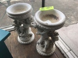 Pair of Cherub Designed Miniature Bird Baths, 15