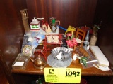 Group of Dollhouse Miniatures (coffee grinder, clock, park bench, chair, etc)