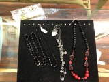 Group of Vintage Fashion Necklaces (includes Black Stone Necklaces, Metal with Crystal Necklaces)